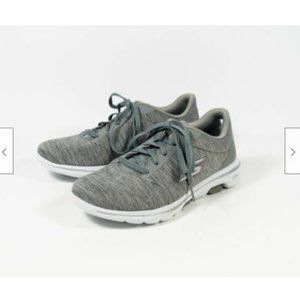 Women's Skechers Go Walk 5-True Gray Lace Up Goga Walking Sneakers Shoes Sz 5